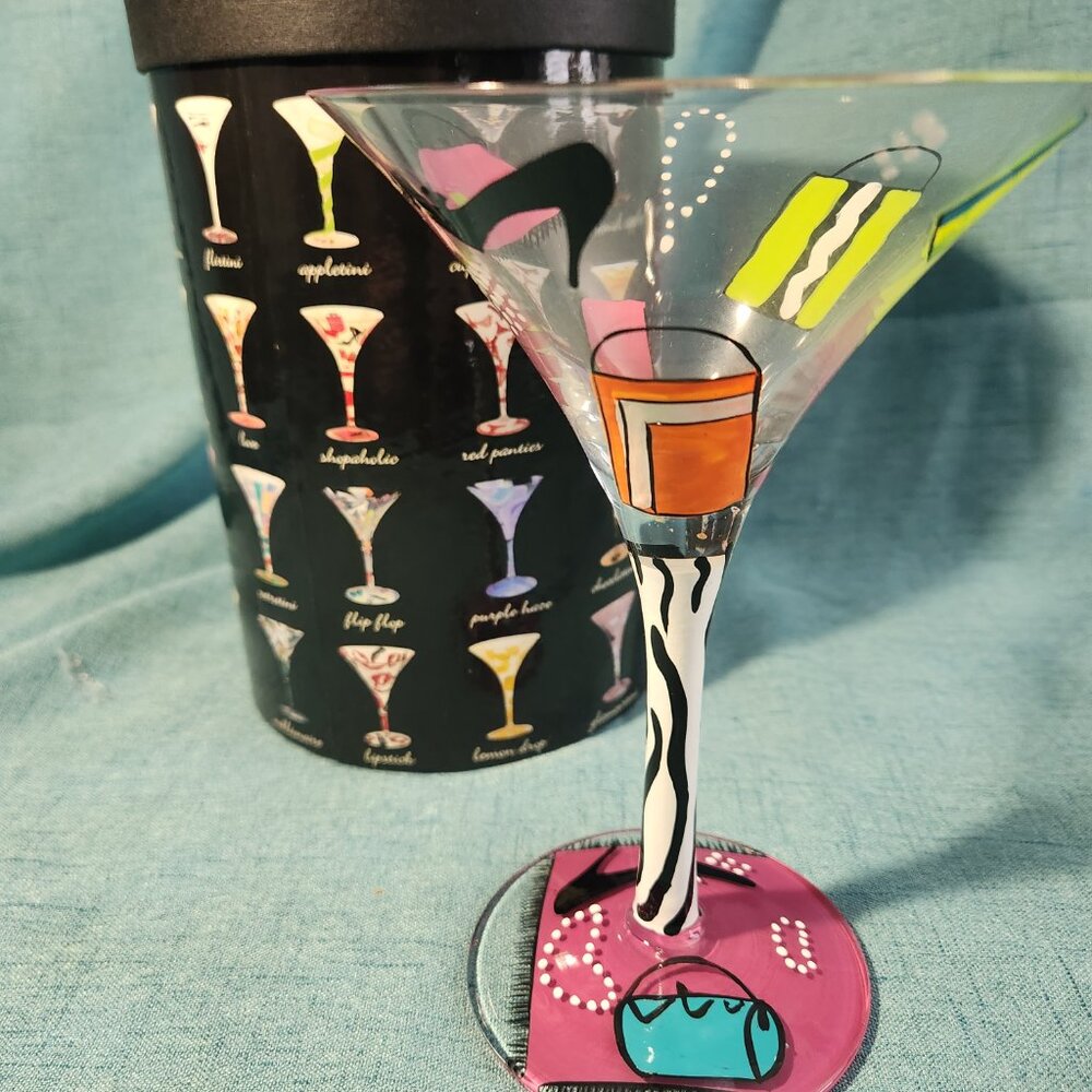 Hand Painted "Shopaholic Too" Martini Glass by Lolita!